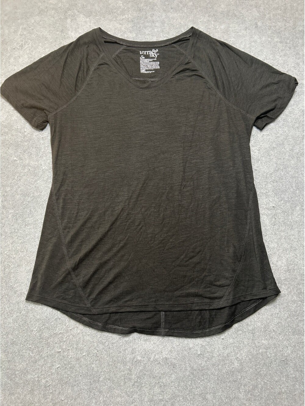 Terra & Sky Womens 0X 14W Black Active Tee Plus Size Athletic Workout Top
